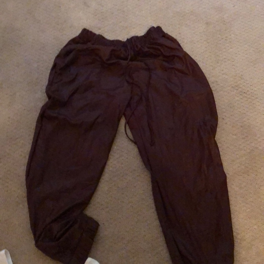 Red leather pants